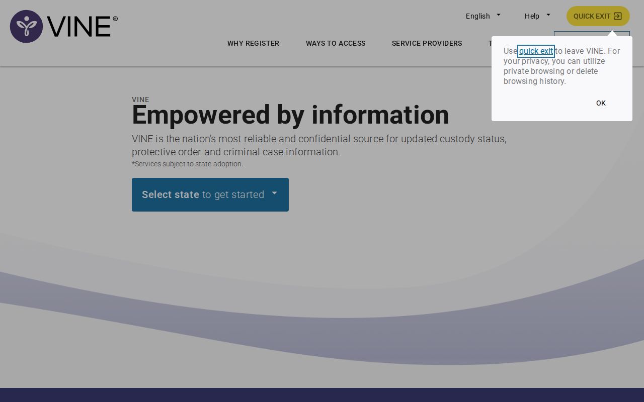 VINELink custody search screen for Holt County arrest checks