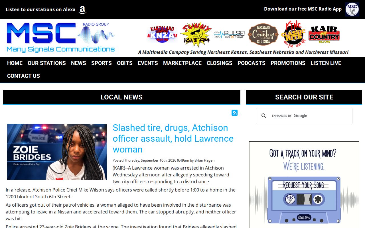 Regional news page used for Holt County arrest log context